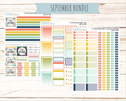 AUGUST & SEPTEMBER Weekly Hourly Planning Kits for 7x9 Erin Condren Planners. 2026 Collection "School Life" || ECWHR