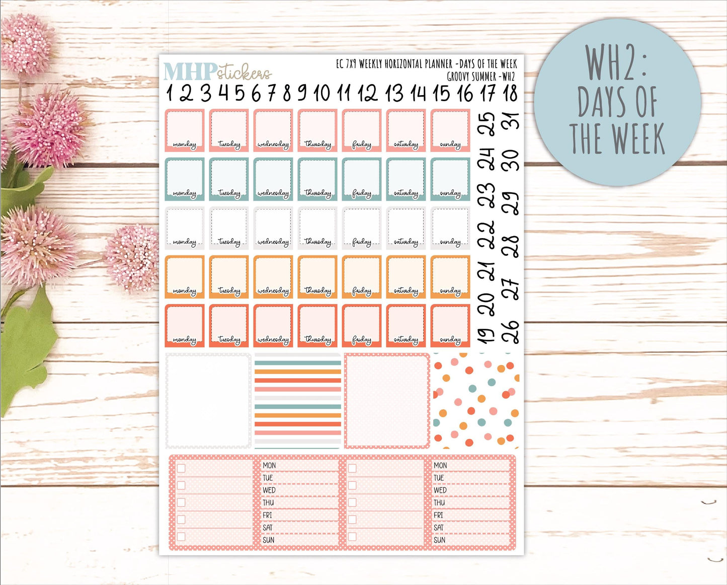 AUGUST Weekly Horizontal Planning Kit for 7x9 Erin Condren Planners. 2026 Collection "Groovy Summer " || ECWH
