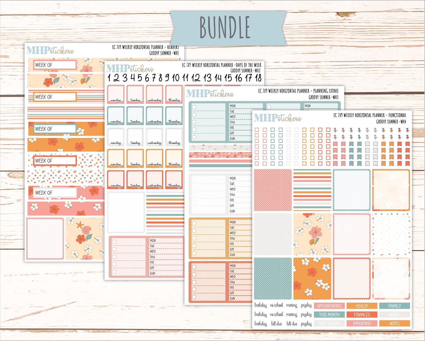 AUGUST Weekly Horizontal Planning Kit for 7x9 Erin Condren Planners. 2026 Collection "Groovy Summer " || ECWH
