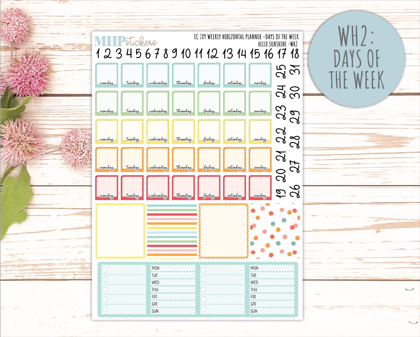 AUGUST Weekly Horizontal Planning Kit for 7x9 Erin Condren Planners. 2026 Collection "Hello Sunshine" || ECWH