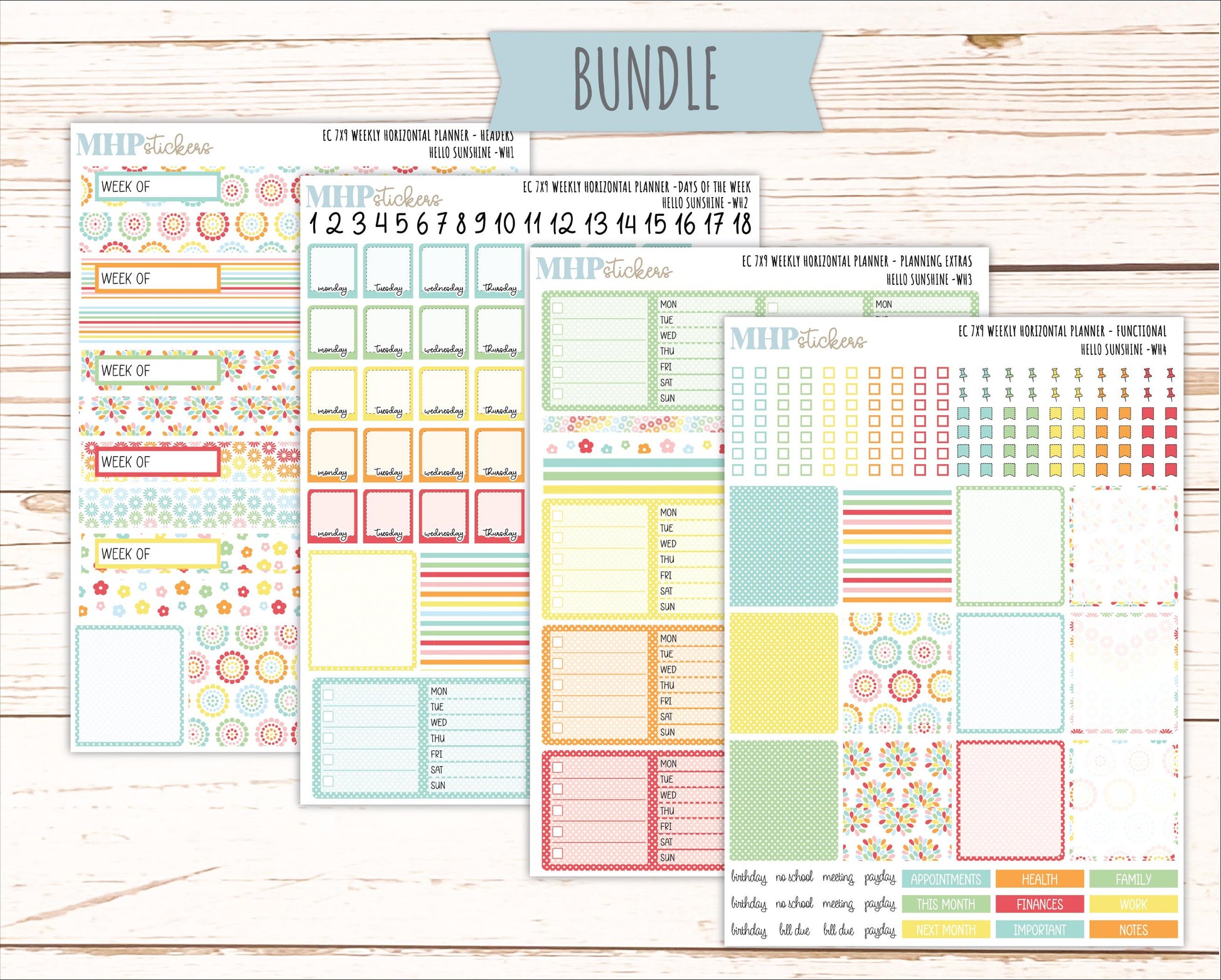 AUGUST Weekly Horizontal Planning Kit for 7x9 Erin Condren Planners. 2026 Collection "Hello Sunshine" || ECWH
