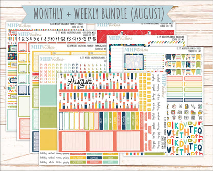 AUGUST & SEPTEMBER Weekly Horizontal Planning Kit for 7x9 Erin Condren Planners. 2026 Collection "School Life" || ECWH