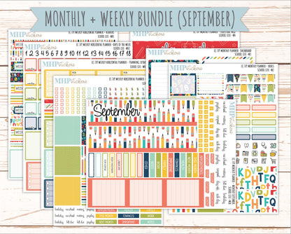 AUGUST & SEPTEMBER Weekly Horizontal Planning Kit for 7x9 Erin Condren Planners. 2026 Collection "School Life" || ECWH
