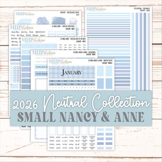 JANUARY 2026 Neutral Collection Stickers for Small Nancy & Anne. Laurel Denise Planners || MN