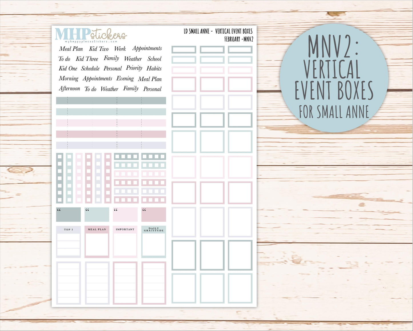 FEBRUARY 2026 Neutral Collection Stickers for Small Nancy & Anne. Laurel Denise Planners || MN
