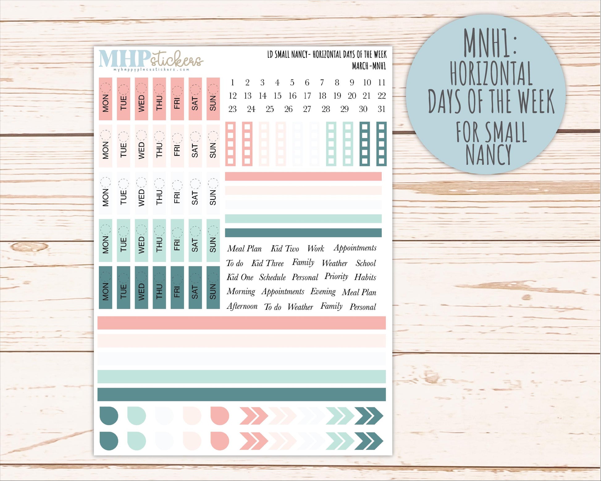 MARCH 2026 Neutral Collection Stickers for Small Nancy & Anne. Laurel Denise Planners || MN