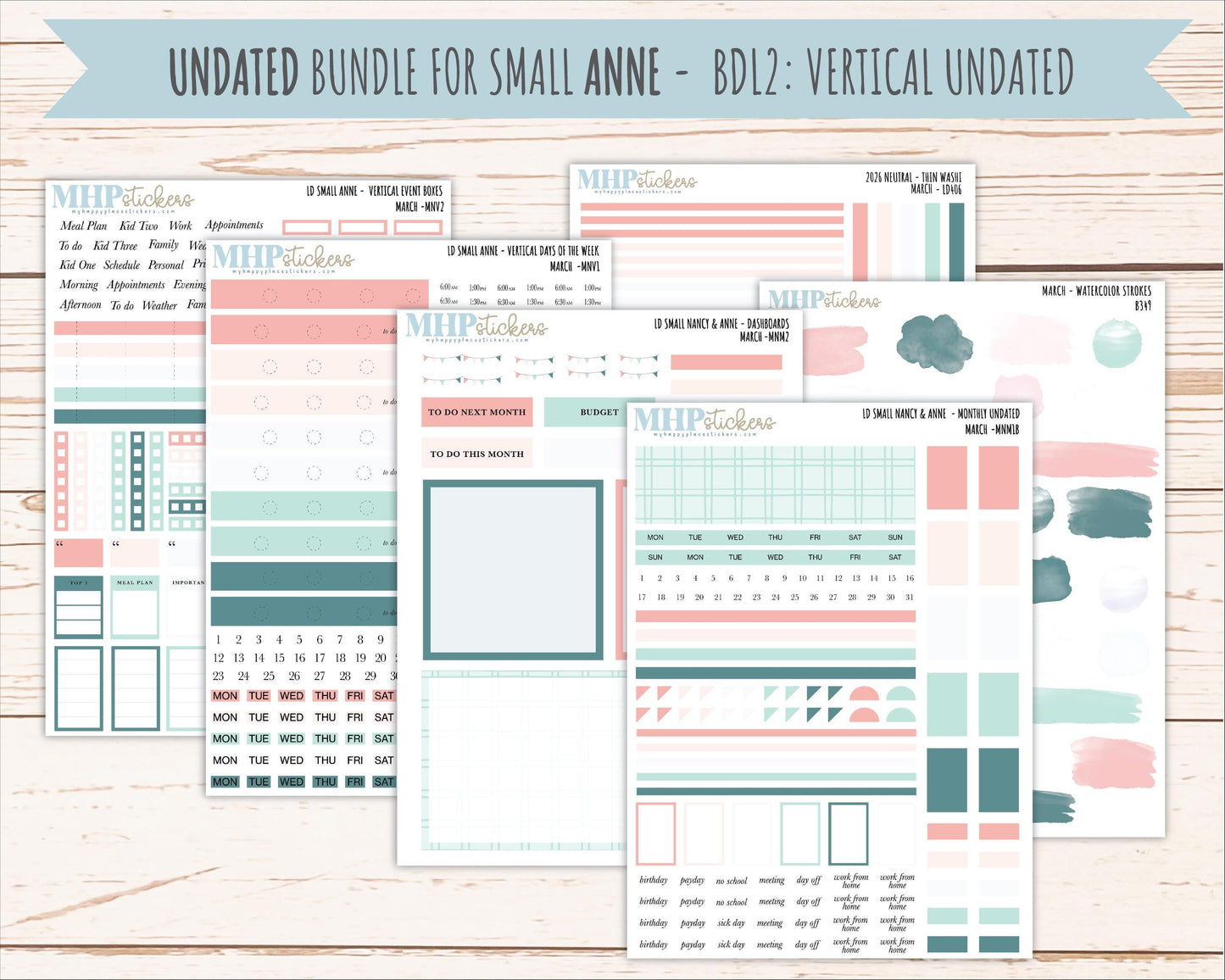 MARCH 2026 Neutral Collection Stickers for Small Nancy & Anne. Laurel Denise Planners || MN