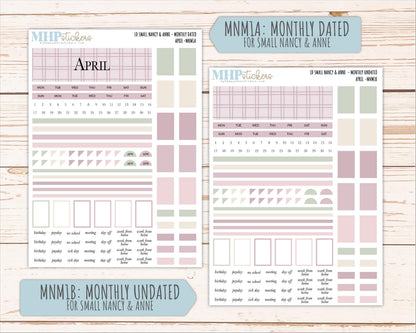 APRIL 2026 Neutral Collection Stickers for Small Nancy & Anne. Laurel Denise Planners || MN