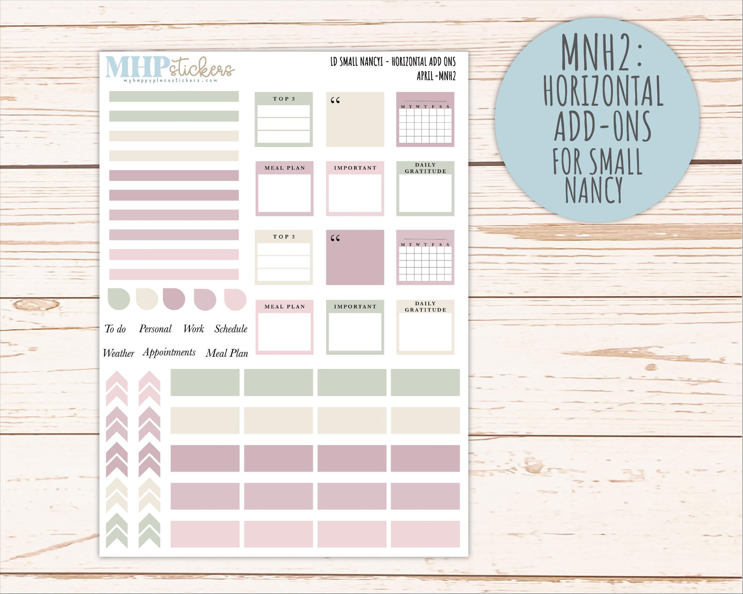 APRIL 2026 Neutral Collection Stickers for Small Nancy & Anne. Laurel Denise Planners || MN
