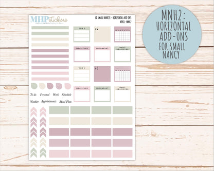 APRIL 2026 Neutral Collection Stickers for Small Nancy & Anne. Laurel Denise Planners || MN