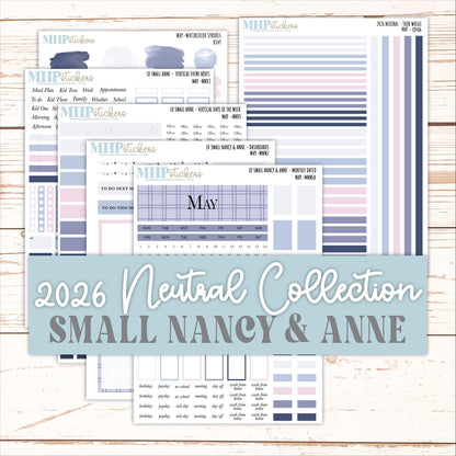 MAY 2026 Neutral Collection Stickers for Small Nancy & Anne. Laurel Denise Planners || MN