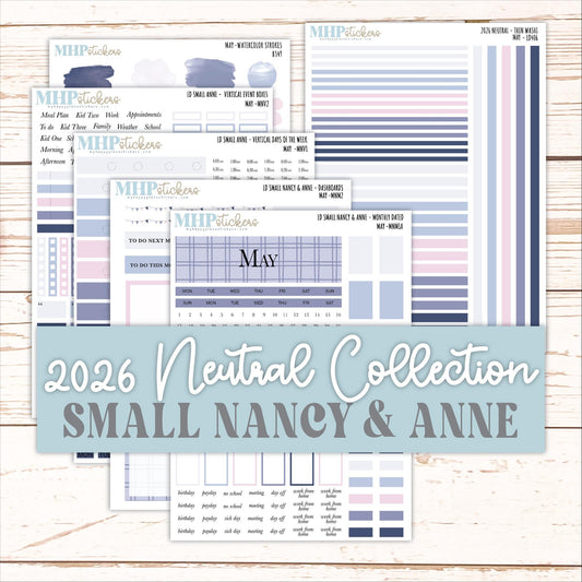 MAY 2026 Neutral Collection Stickers for Small Nancy & Anne. Laurel Denise Planners || MN