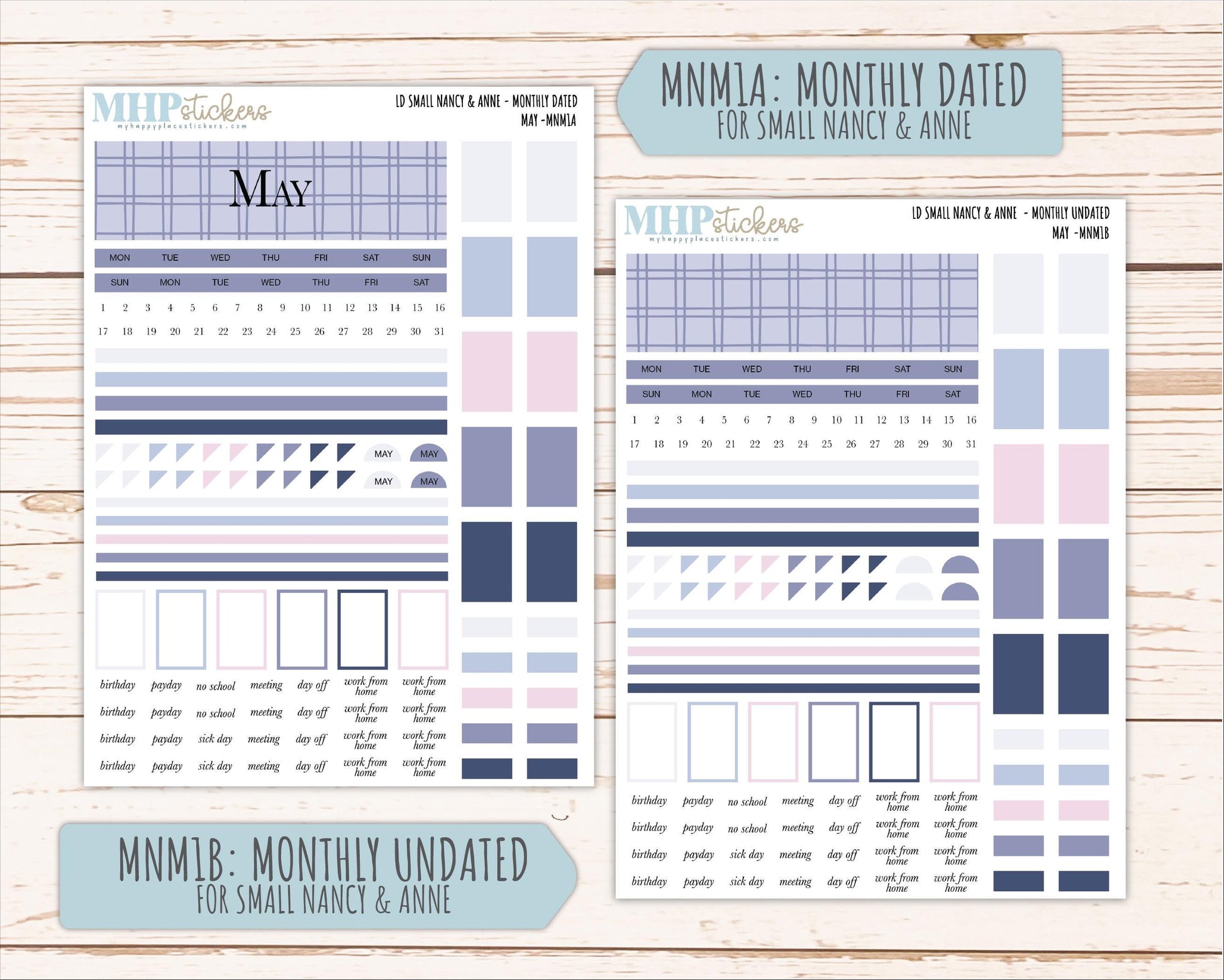 MAY 2026 Neutral Collection Stickers for Small Nancy & Anne. Laurel Denise Planners || MN