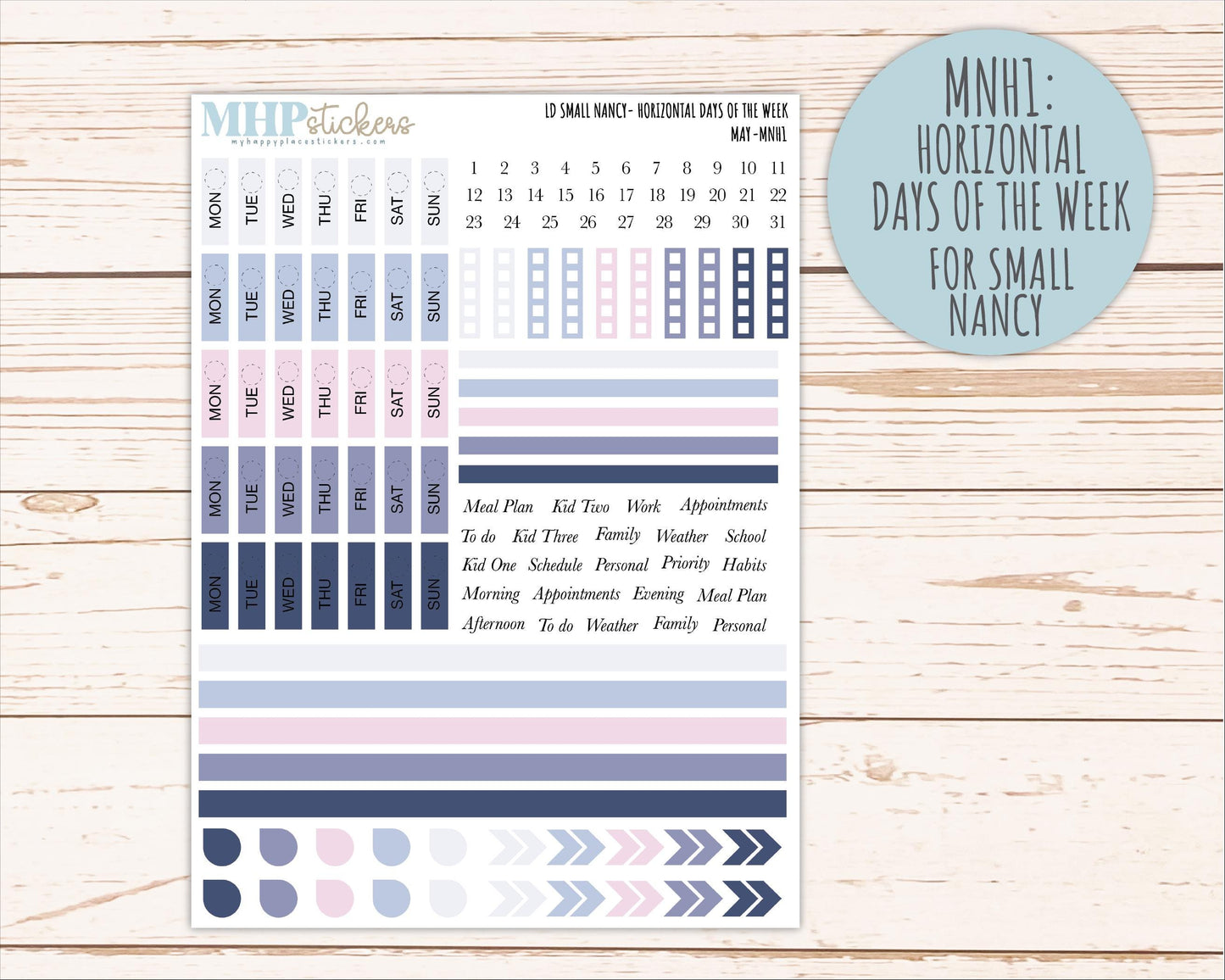 MAY 2026 Neutral Collection Stickers for Small Nancy & Anne. Laurel Denise Planners || MN