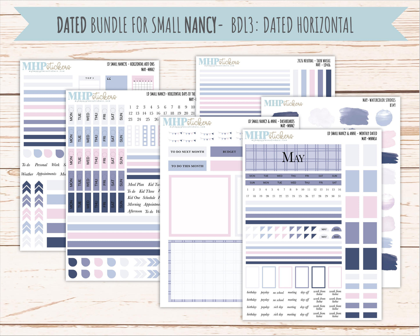 MAY 2026 Neutral Collection Stickers for Small Nancy & Anne. Laurel Denise Planners || MN