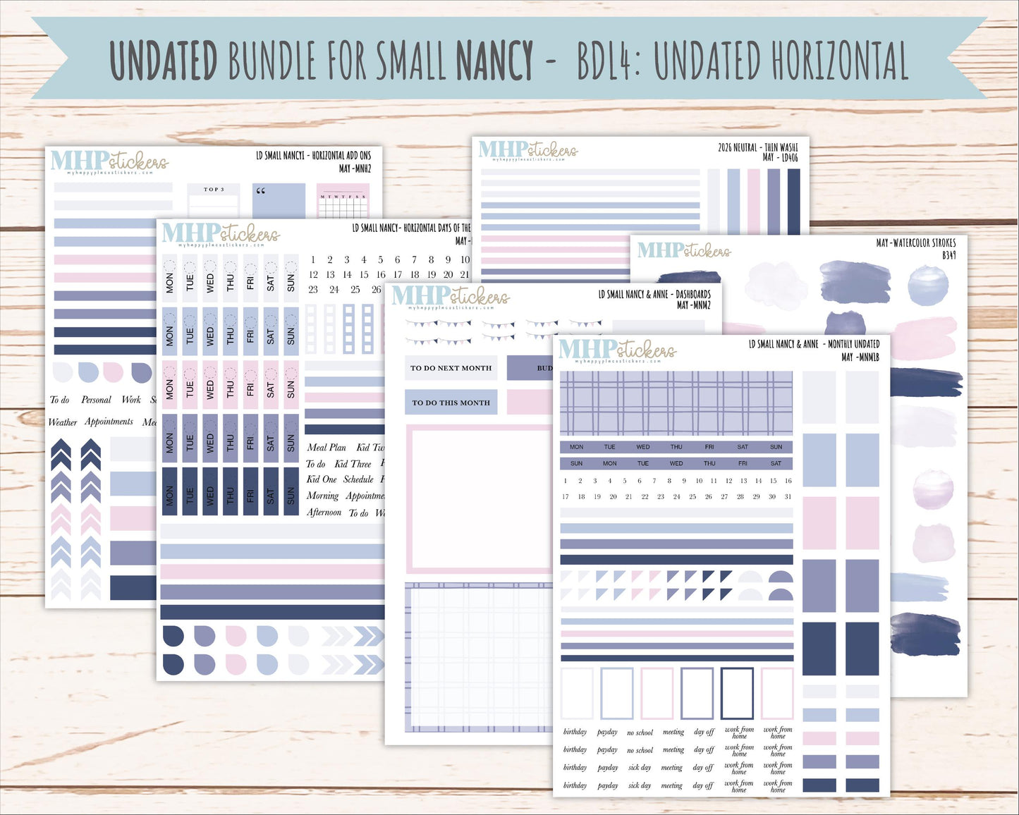 MAY 2026 Neutral Collection Stickers for Small Nancy & Anne. Laurel Denise Planners || MN