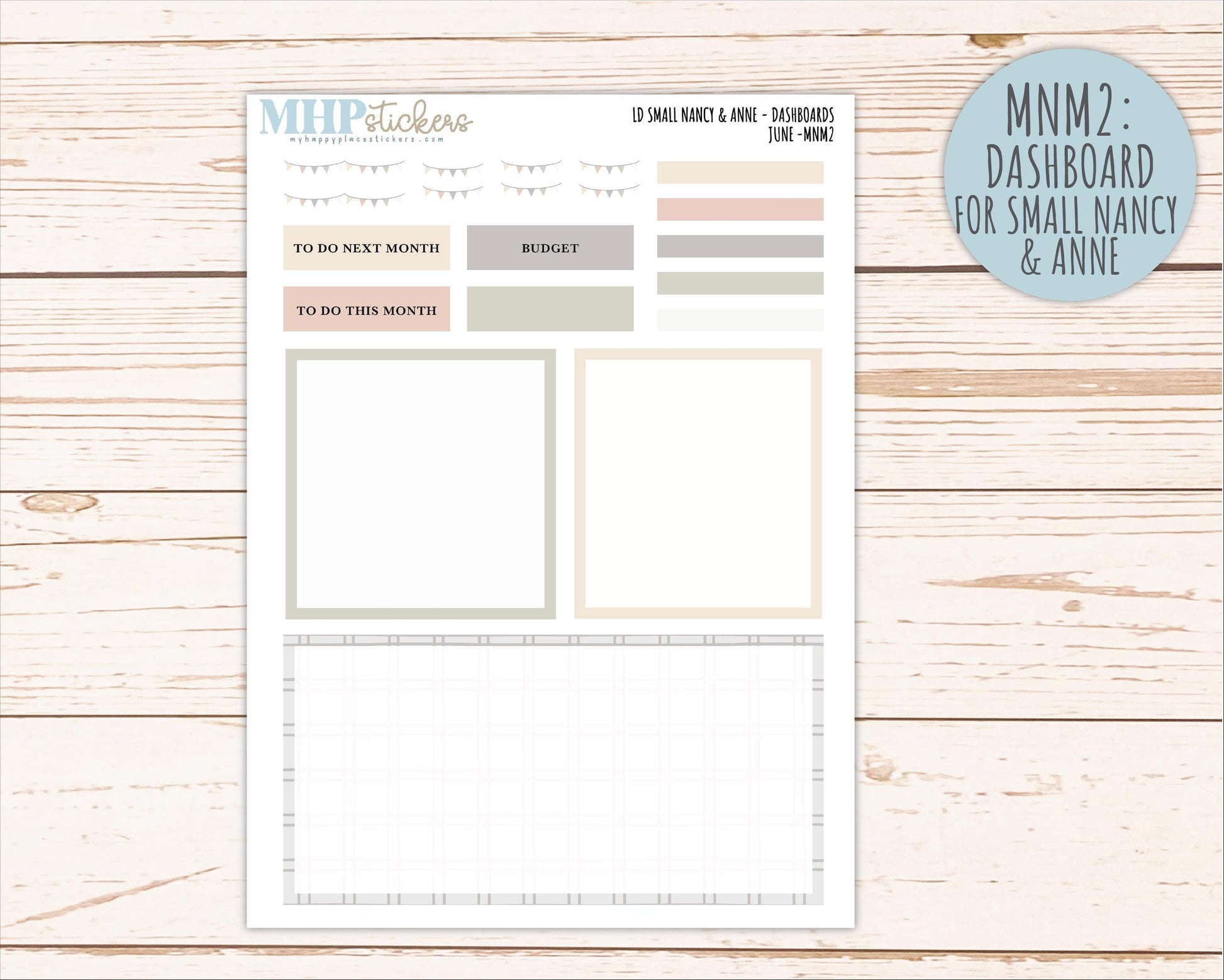 JUNE 2026 Neutral Collection Stickers for Small Nancy & Anne. Laurel Denise Planners || MN