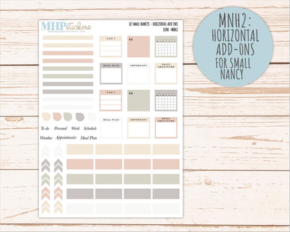 JUNE 2026 Neutral Collection Stickers for Small Nancy & Anne. Laurel Denise Planners || MN