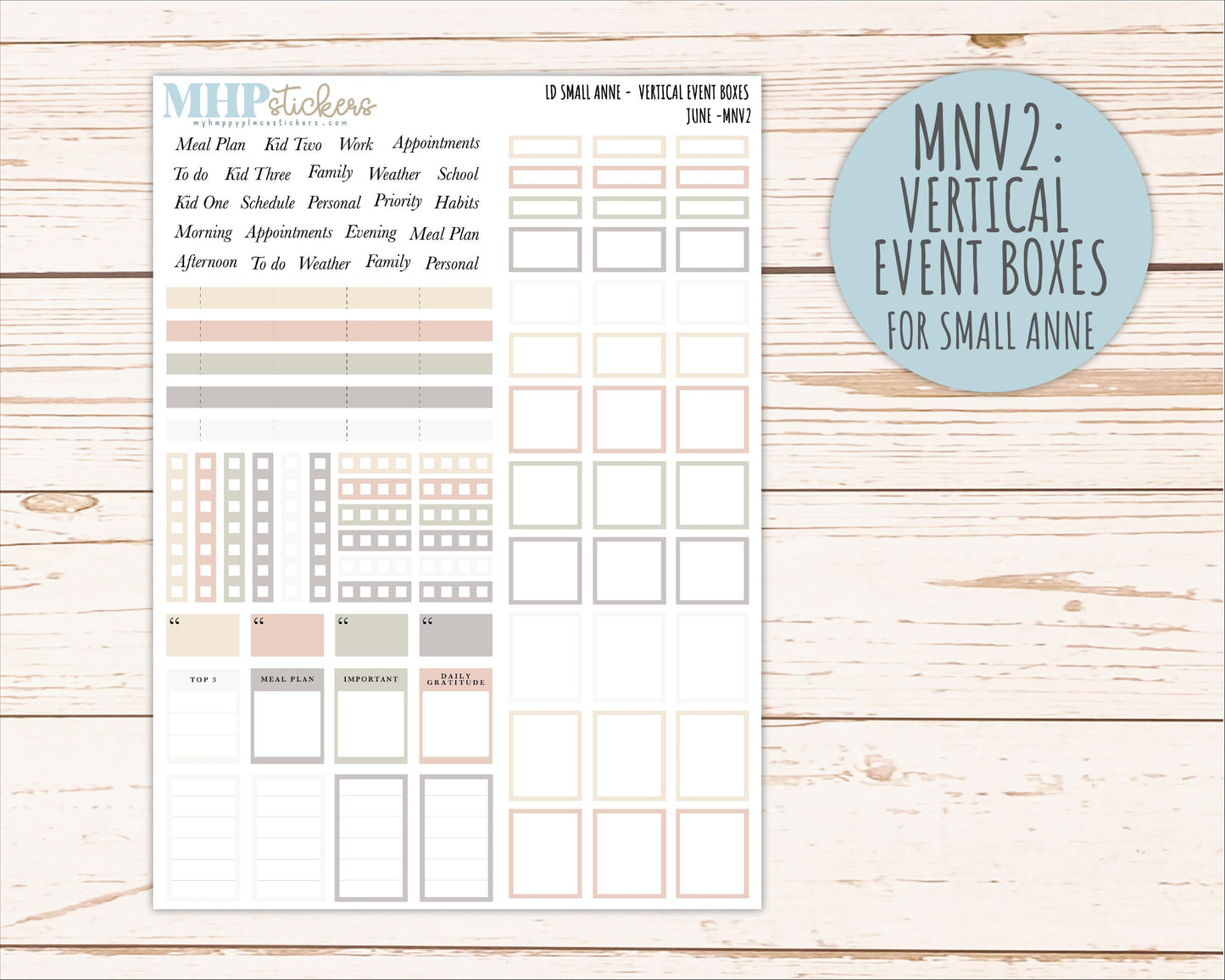 JUNE 2026 Neutral Collection Stickers for Small Nancy & Anne. Laurel Denise Planners || MN