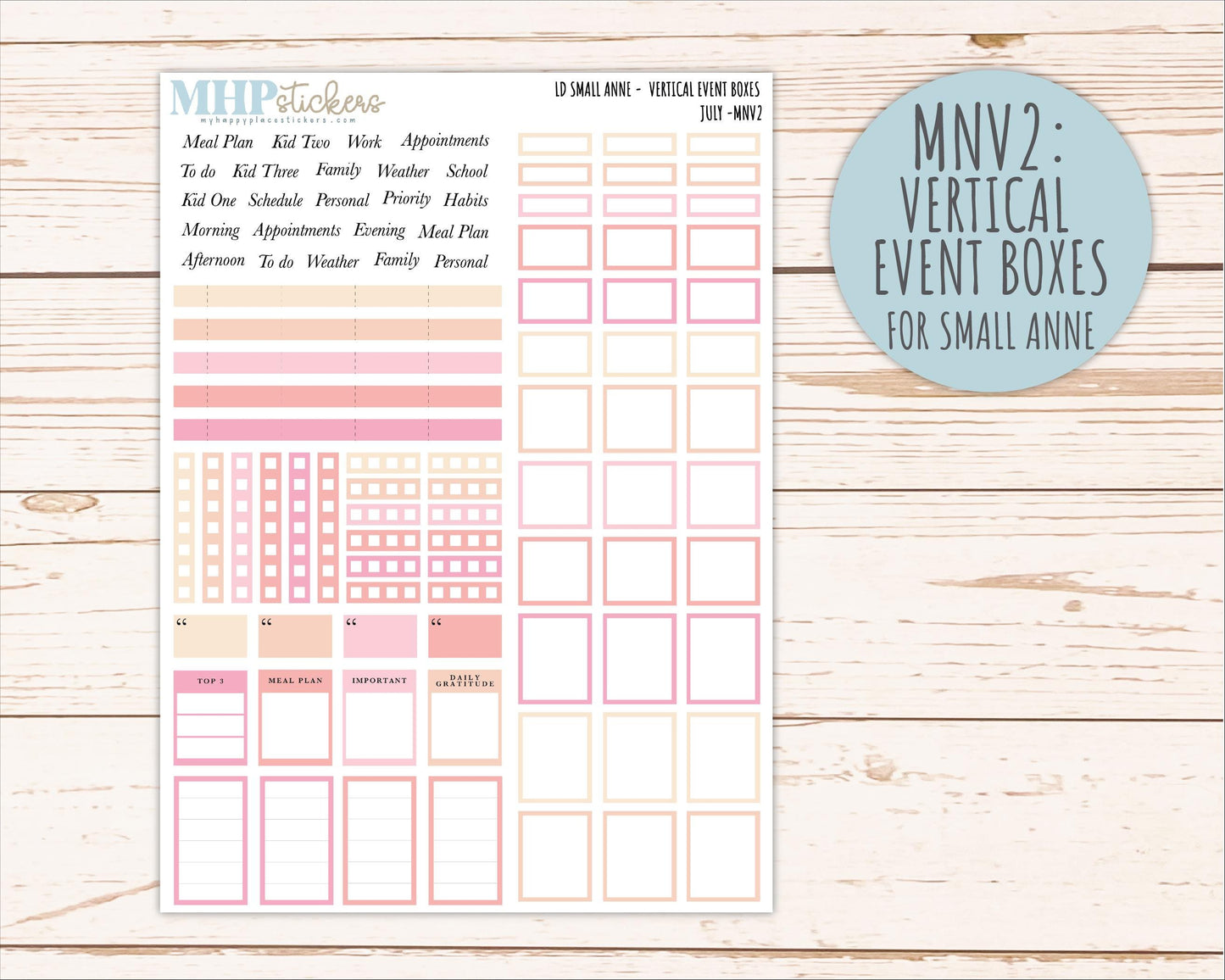 JULY 2026 Neutral Collection Stickers for Small Nancy & Anne. Laurel Denise Planners || MN