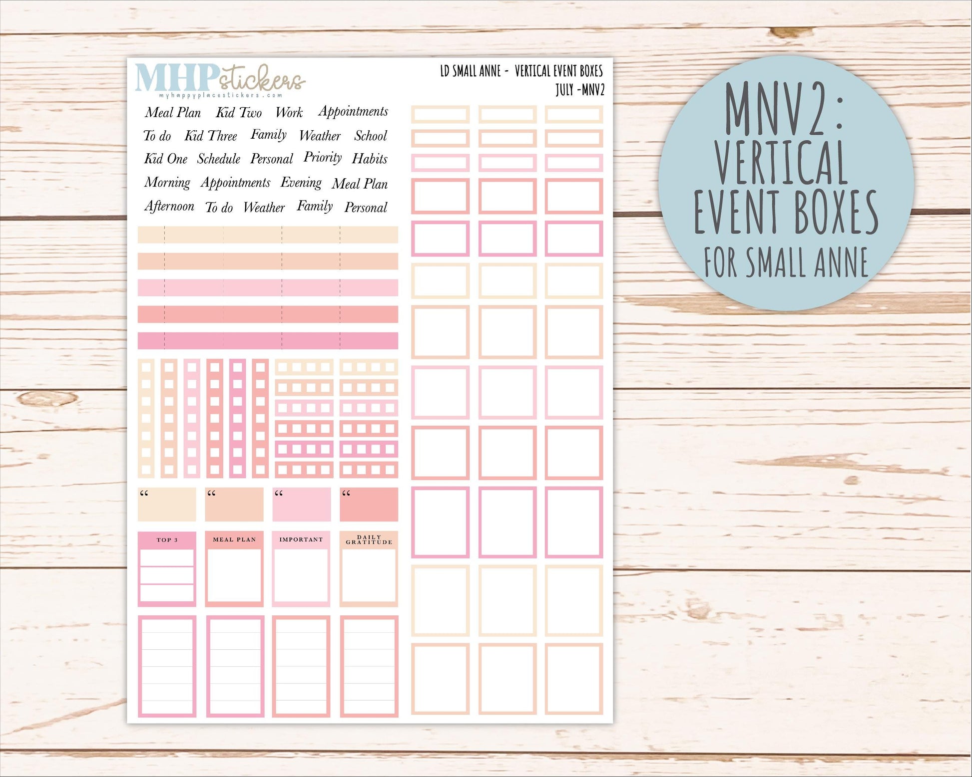 JULY 2026 Neutral Collection Stickers for Small Nancy & Anne. Laurel Denise Planners || MN