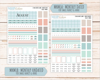AUGUST 2026 Neutral Collection Stickers for Small Nancy & Anne. Laurel Denise Planners || MN