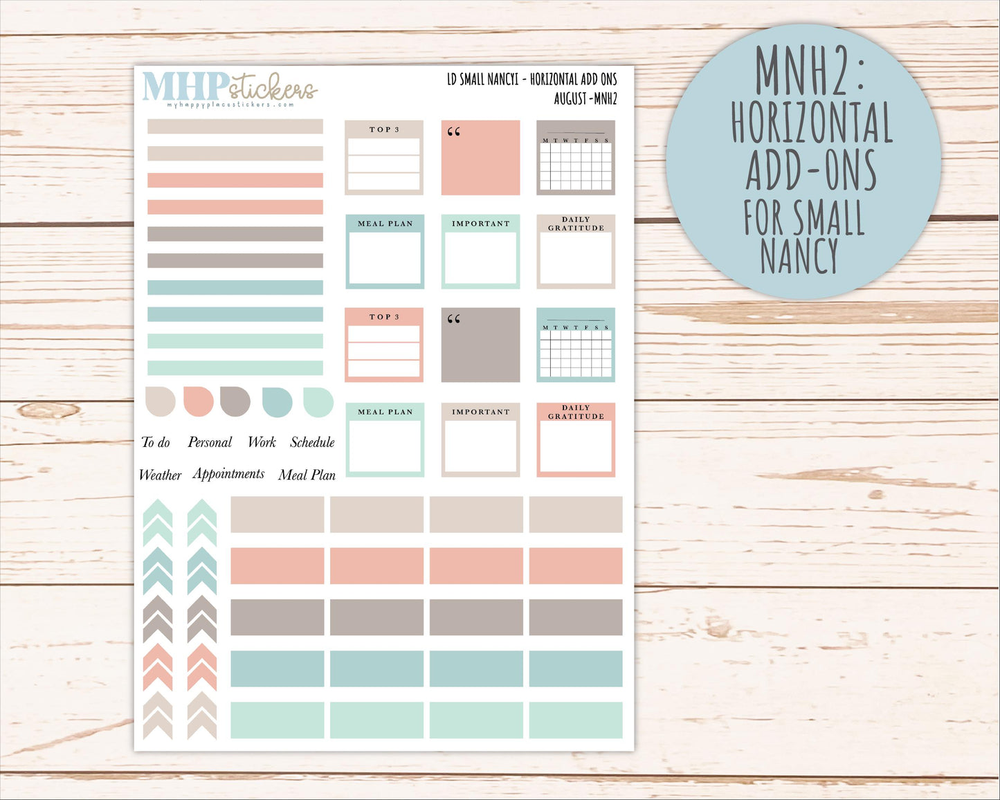 AUGUST 2026 Neutral Collection Stickers for Small Nancy & Anne. Laurel Denise Planners || MN