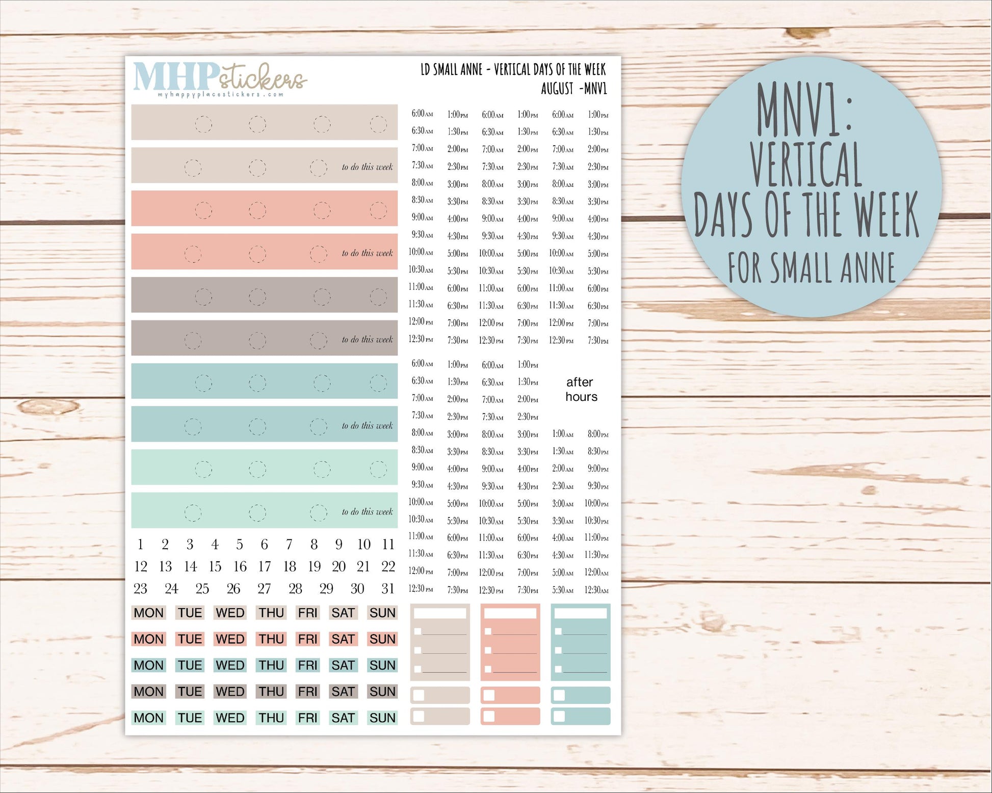 AUGUST 2026 Neutral Collection Stickers for Small Nancy & Anne. Laurel Denise Planners || MN