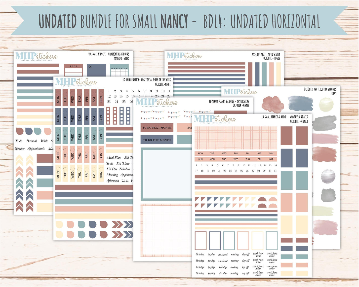 OCTOBER 2026 Neutral Collection Stickers for Small Nancy & Anne. Laurel Denise Planners || MN