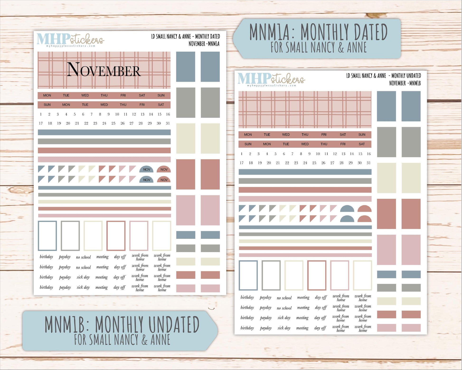 NOVEMBER 2026 Neutral Collection Stickers for Small Nancy & Anne. Laurel Denise Planners || MN