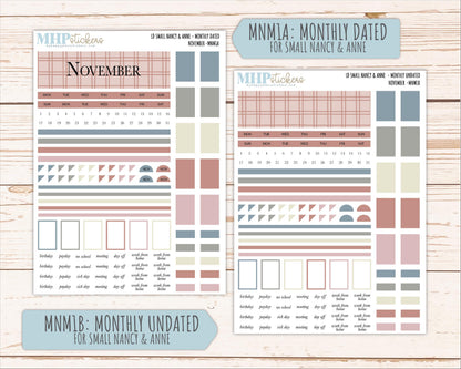 NOVEMBER 2026 Neutral Collection Stickers for Small Nancy & Anne. Laurel Denise Planners || MN