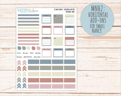 NOVEMBER 2026 Neutral Collection Stickers for Small Nancy & Anne. Laurel Denise Planners || MN