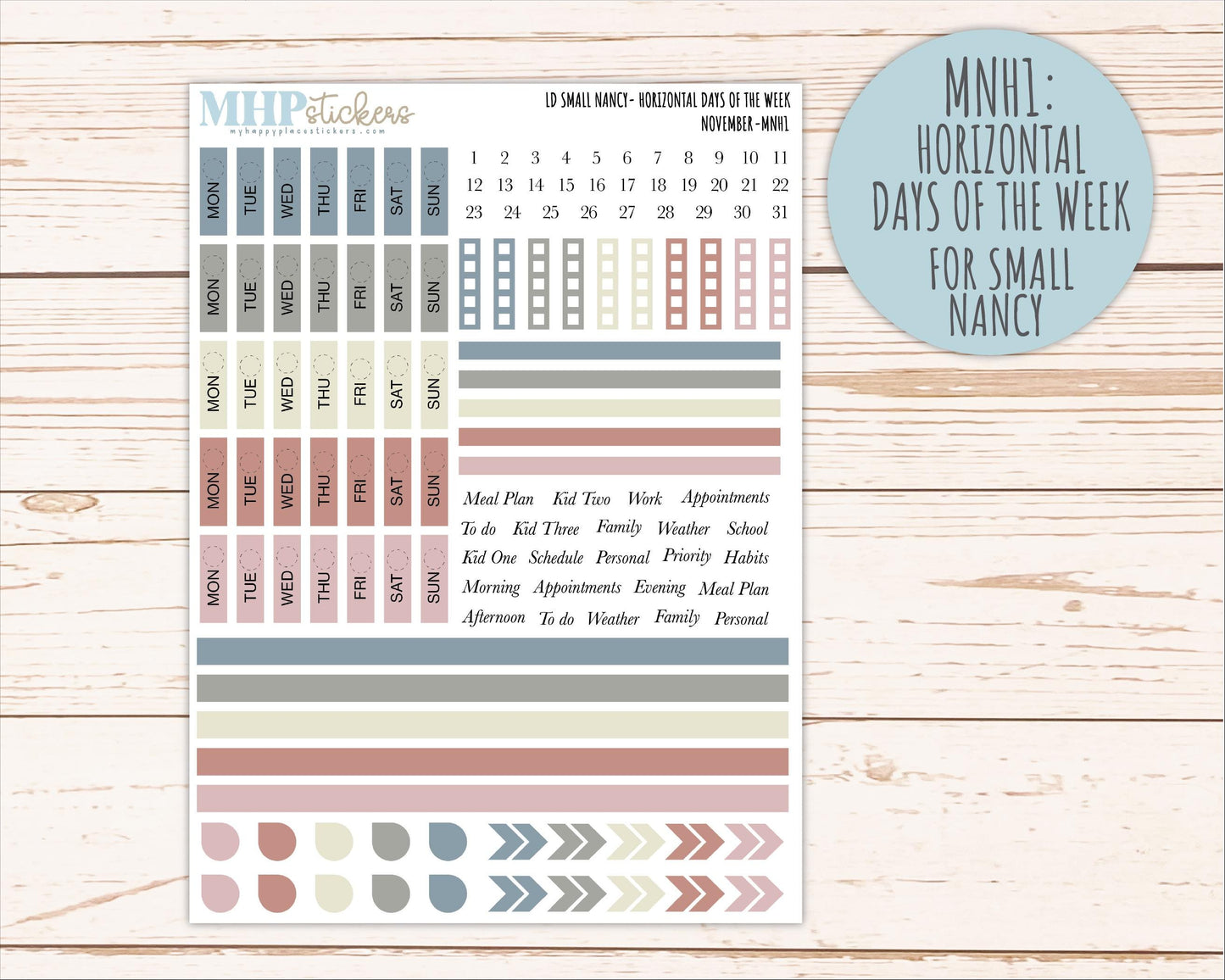 NOVEMBER 2026 Neutral Collection Stickers for Small Nancy & Anne. Laurel Denise Planners || MN