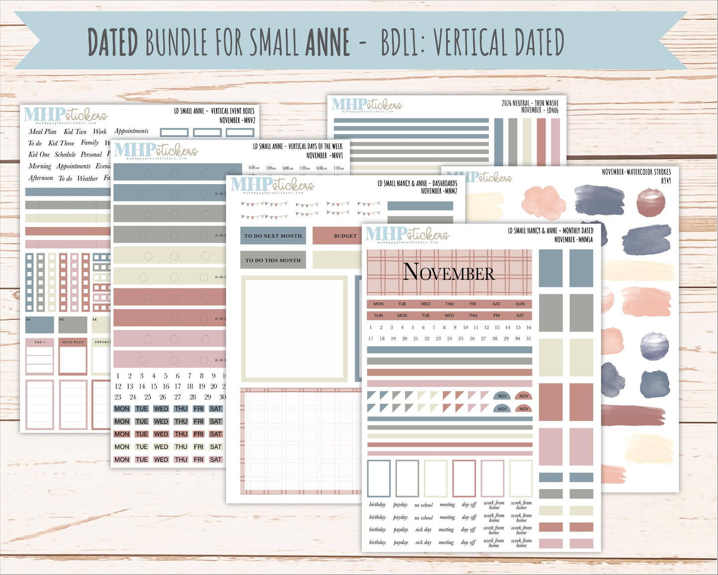 NOVEMBER 2026 Neutral Collection Stickers for Small Nancy & Anne. Laurel Denise Planners || MN