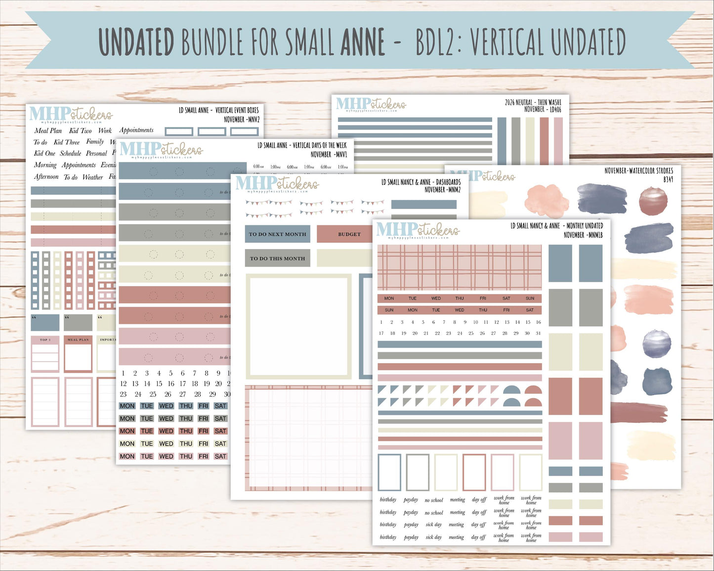NOVEMBER 2026 Neutral Collection Stickers for Small Nancy & Anne. Laurel Denise Planners || MN