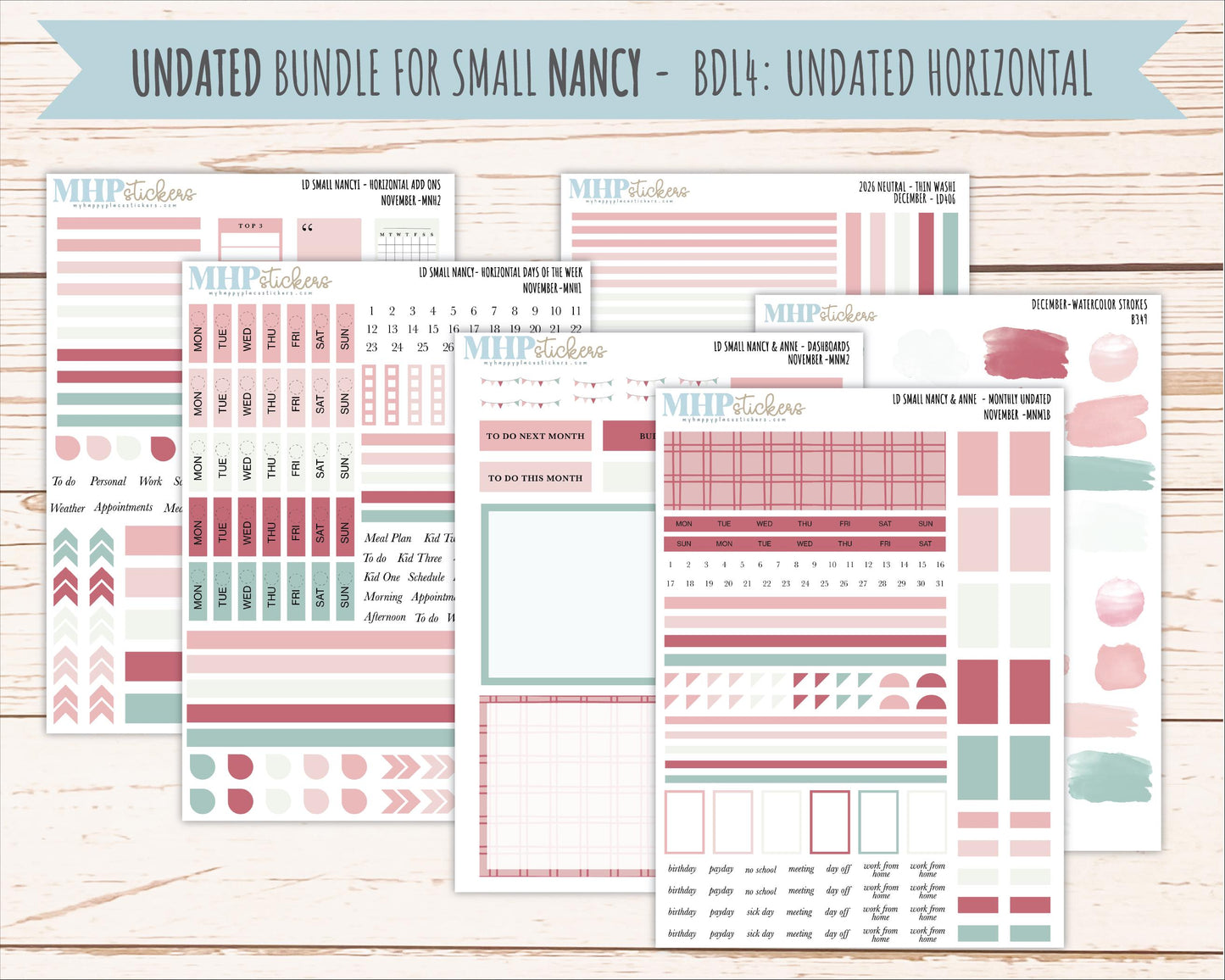 DECEMBER 2026 Neutral Collection Stickers for Small Nancy & Anne. Laurel Denise Planners || MN