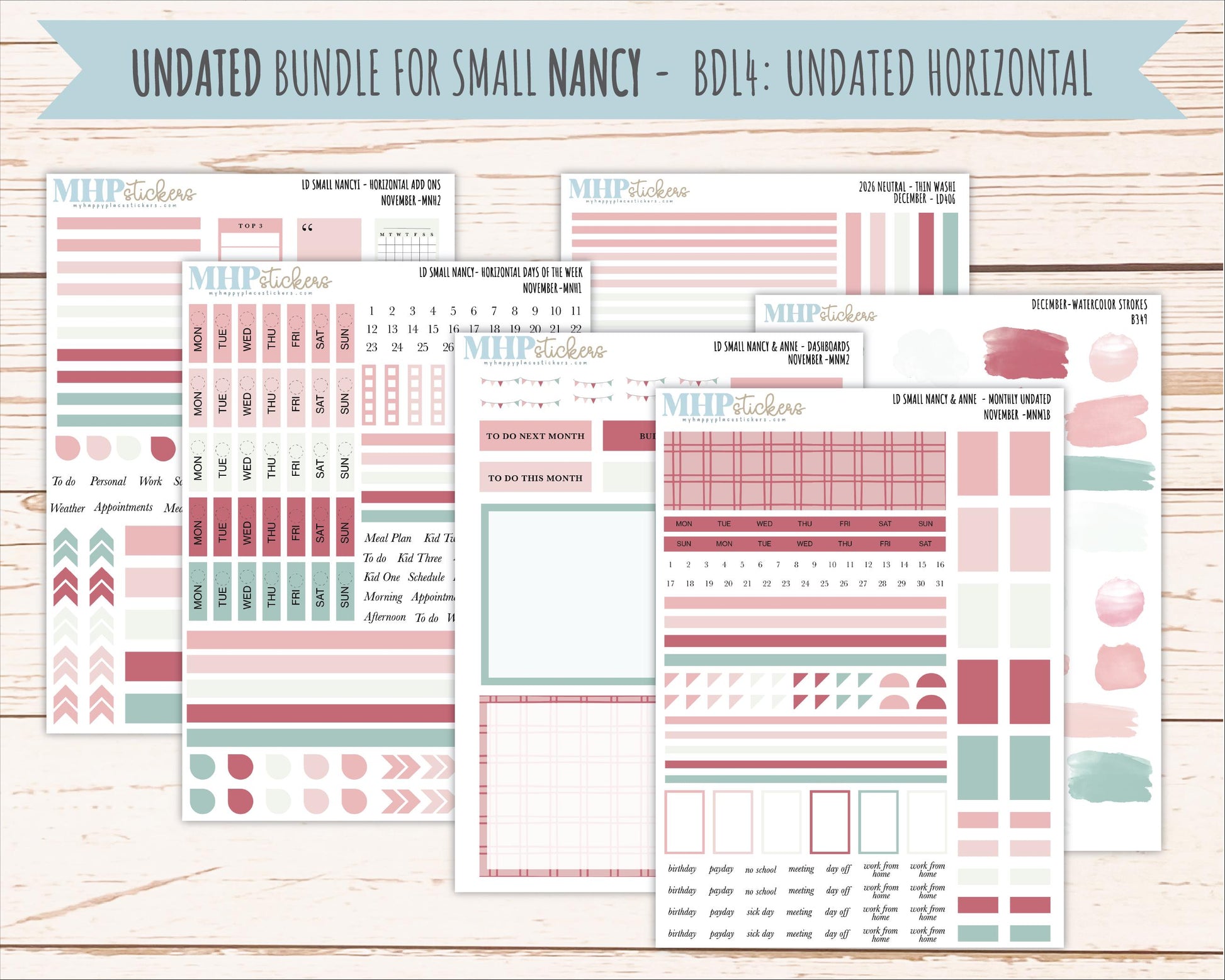 DECEMBER 2026 Neutral Collection Stickers for Small Nancy & Anne. Laurel Denise Planners || MN