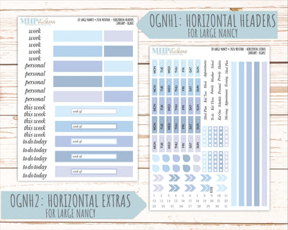 JANUARY 2026 Neutral Collection Stickers for the Large Nancy, Anne, & Billie Laurel Denise Planners || OGN
