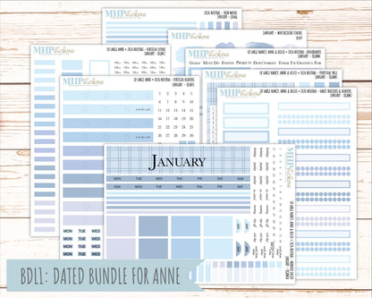 JANUARY 2026 Neutral Collection Stickers for the Large Nancy, Anne, & Billie Laurel Denise Planners || OGN