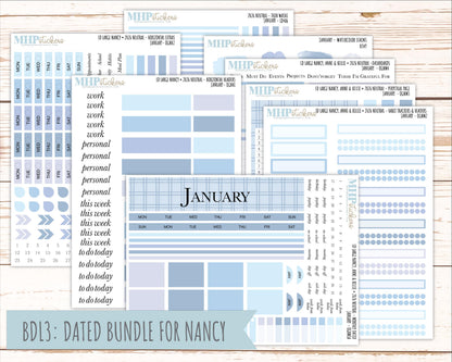 JANUARY 2026 Neutral Collection Stickers for the Large Nancy, Anne, & Billie Laurel Denise Planners || OGN