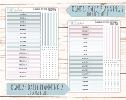 FEBRUARY 2026 Neutral Collection Stickers for the Large Nancy, Anne, & Billie Laurel Denise Planners || OGN