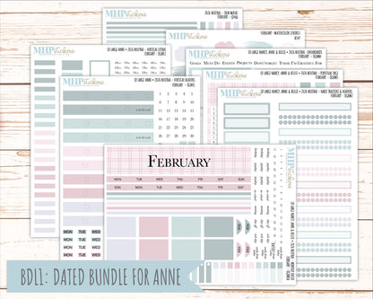 FEBRUARY 2026 Neutral Collection Stickers for the Large Nancy, Anne, & Billie Laurel Denise Planners || OGN