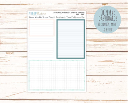 MARCH 2026 Neutral Collection Stickers for the Large Nancy, Anne, & Billie Laurel Denise Planners || OGN