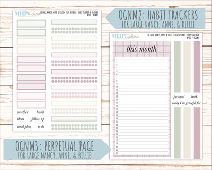 APRIL 2026 Neutral Collection Stickers for the Large Nancy, Anne, & Billie Laurel Denise Planners || OGN