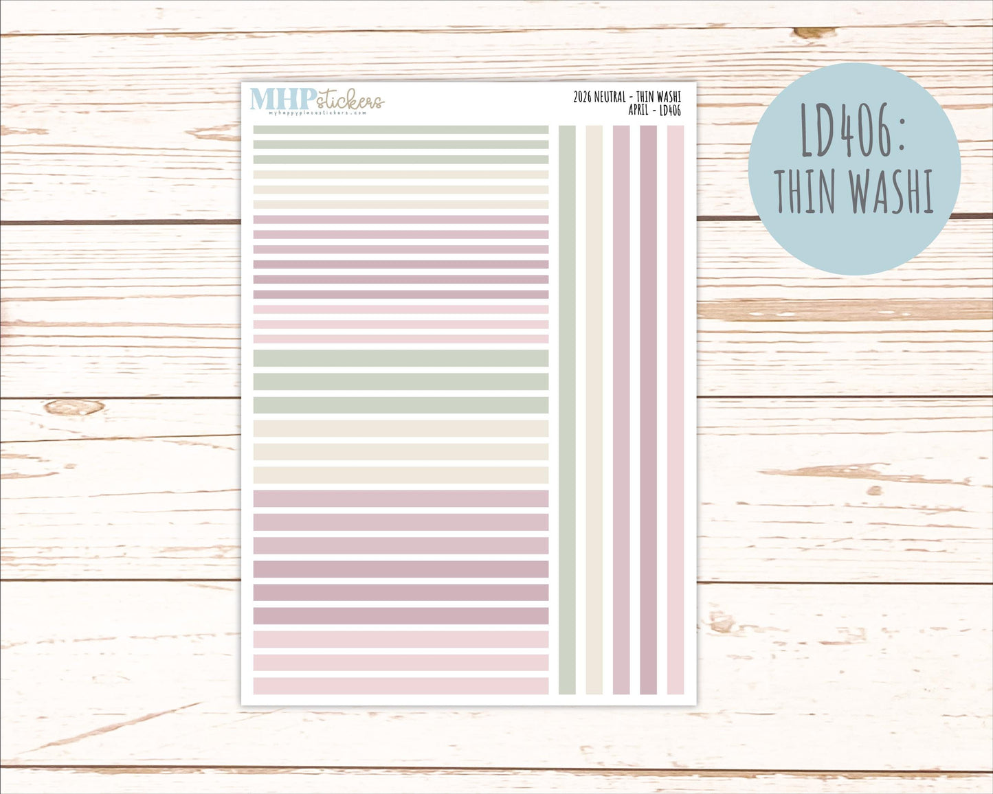 APRIL 2026 Neutral Collection Stickers for the Large Nancy, Anne, & Billie Laurel Denise Planners || OGN