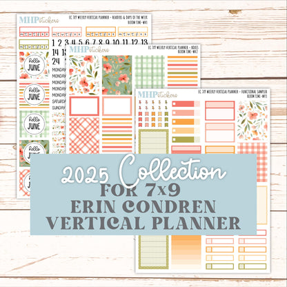 JUNE Weekly Vertical Kits for 7x9 Erin Condren Planners. 2025 Collection "Bloom Time" || ECWV
