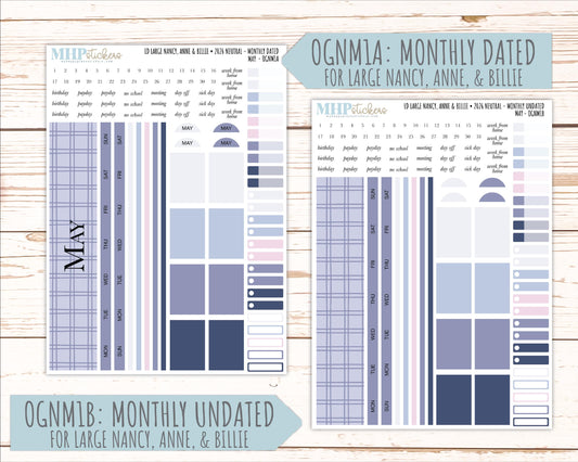 MAY 2026 Neutral Collection Stickers for the Large Nancy, Anne, & Billie Laurel Denise Planners || OGN