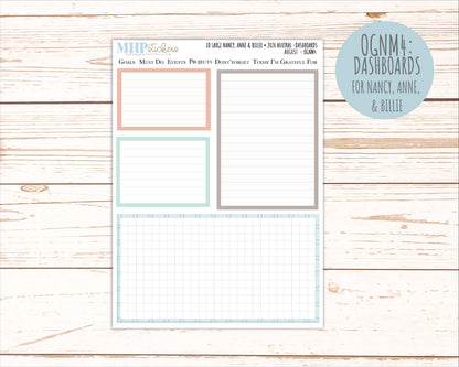 AUGUST 2026 Neutral Collection Stickers for the Large Nancy, Anne, & Billie Laurel Denise Planners || OGN
