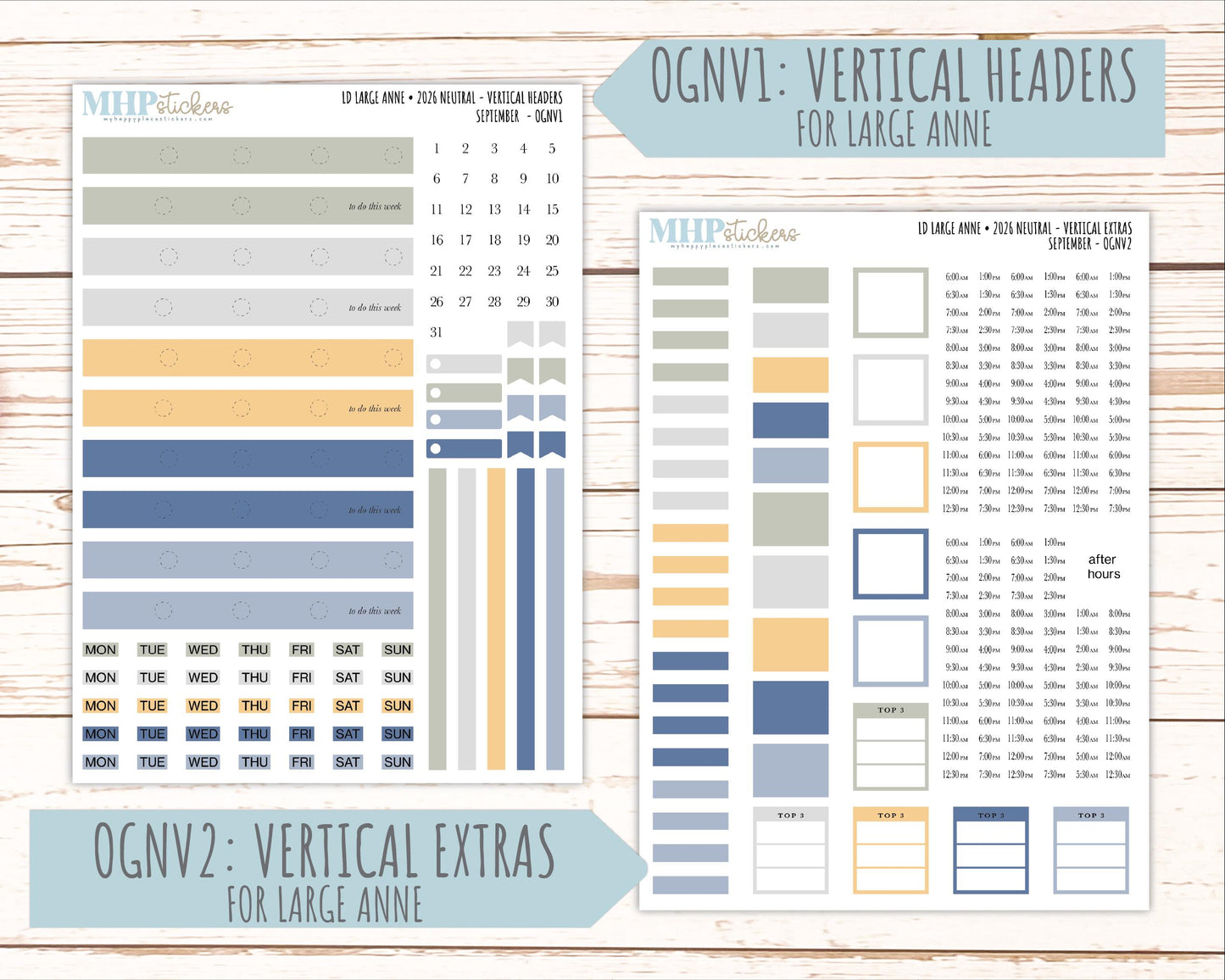 SEPTEMBER 2026 Neutral Collection Stickers for the Large Nancy, Anne, & Billie Laurel Denise Planners || OGN