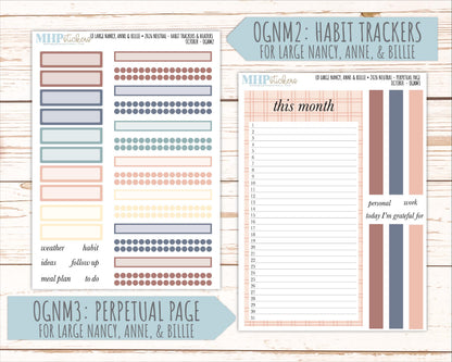 OCTOBER 2026 Neutral Collection Stickers for the Large Nancy, Anne, & Billie Laurel Denise Planners || OGN